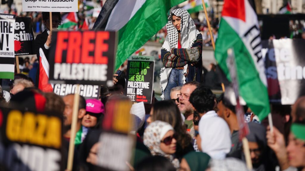 Solodarity with Gaza- Thousands of Protesters march on London Streets