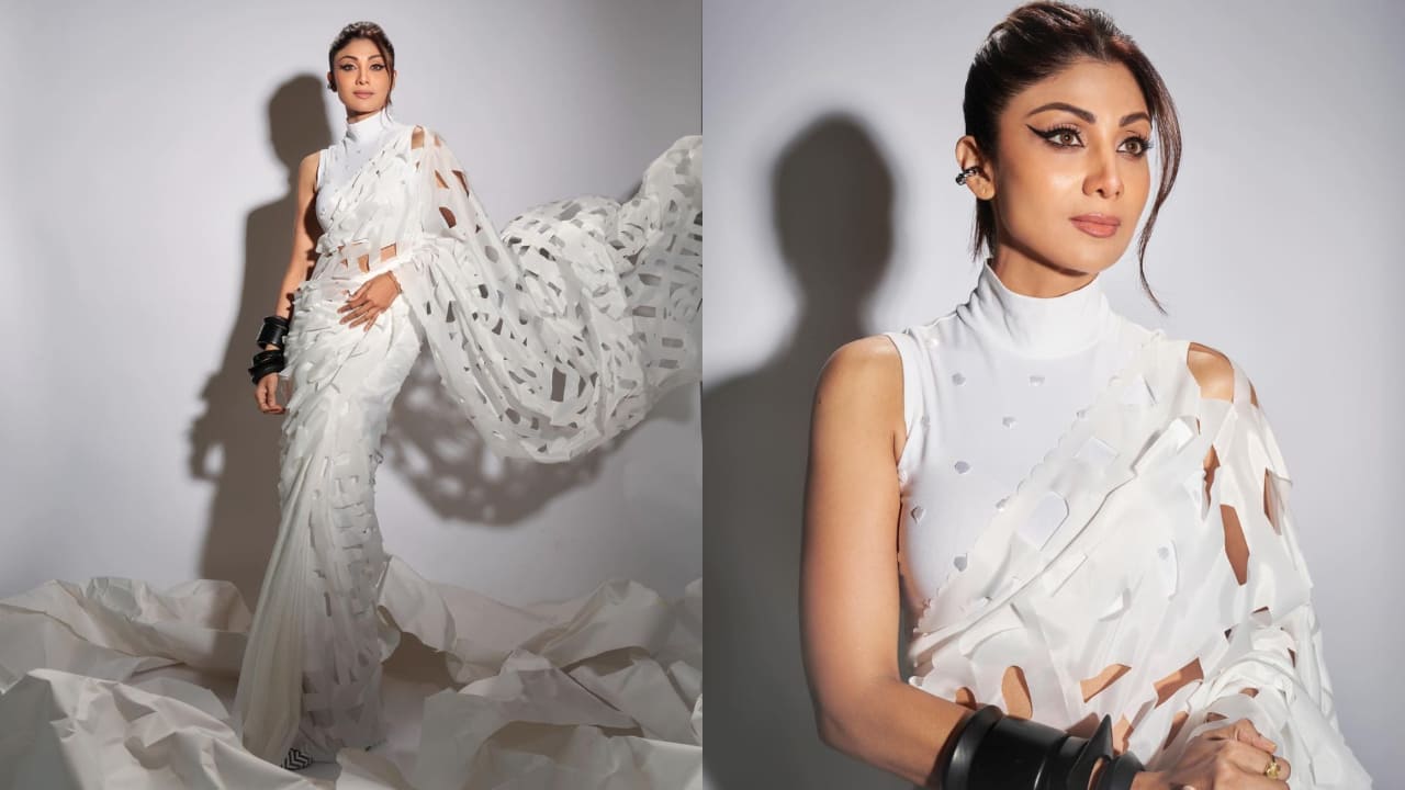 Shilpa Shetty Dazzles in Rs 39,900 White Laser-Cut Saree at Recent Event