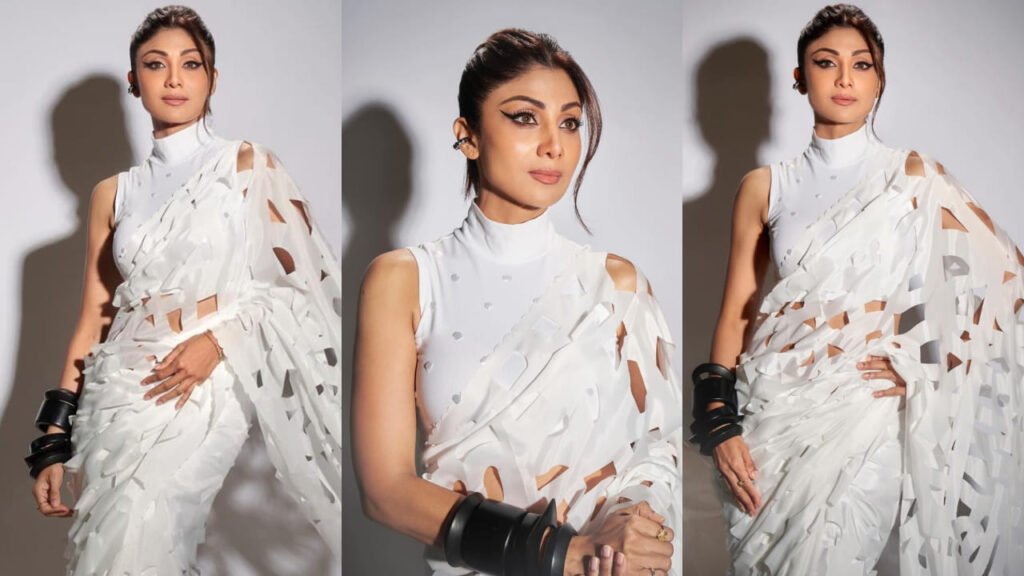 Shilpa Shetty Dazzles in Rs 39,900 White Laser-Cut Saree at Recent Event