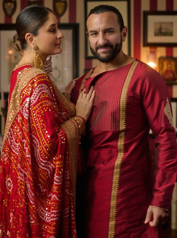 Kareena and Saif Turn Heads in Gorgeous Red Attire