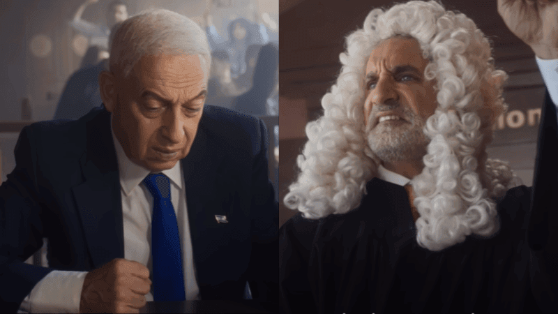 Political Stire ; Bibi’s Trial,” a song that takes aim at Netanyahu’s alleged crimes against humanity and highlights the U.S. role in downplaying these actions.