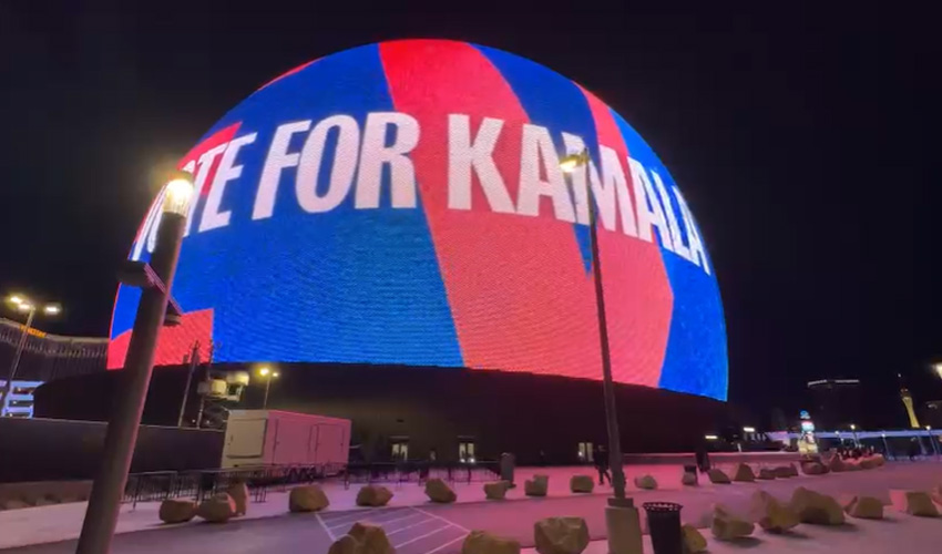 Kamala Harris’s Campaign Unveils-Record Breaking Ad on Vegas Sphere , A Game Changer for Political Messaging