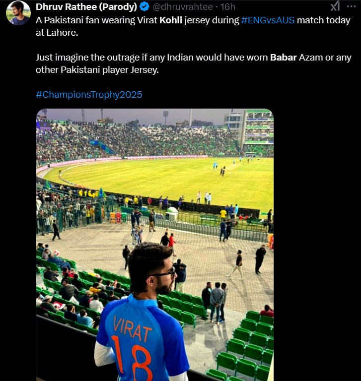 Pakistani Fan Wears Kohli’s Jersey in Lahore – Imagine an Indian Wearing Babar's in India? 1 Pakistani Fan Wears Kohli’s Jersey in Lahore – Imagine an Indian Wearing Babar's in India?