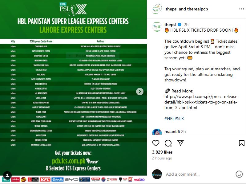 PSL 10: Tickets Go on Sale as Cricket Fever Builds Up