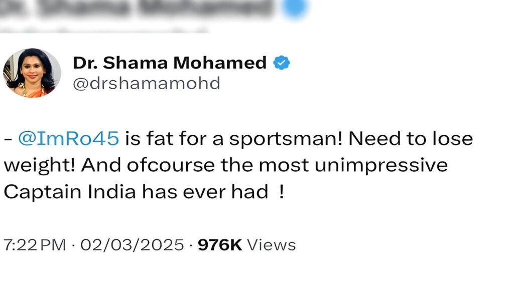 Indian Politician Fat-Shames Rohit Sharma, Calls Him ‘Unimpressive’ Captain 1 Indian Politician Fat-Shames Rohit Sharma, Calls Him ‘Unimpressive’ Captain