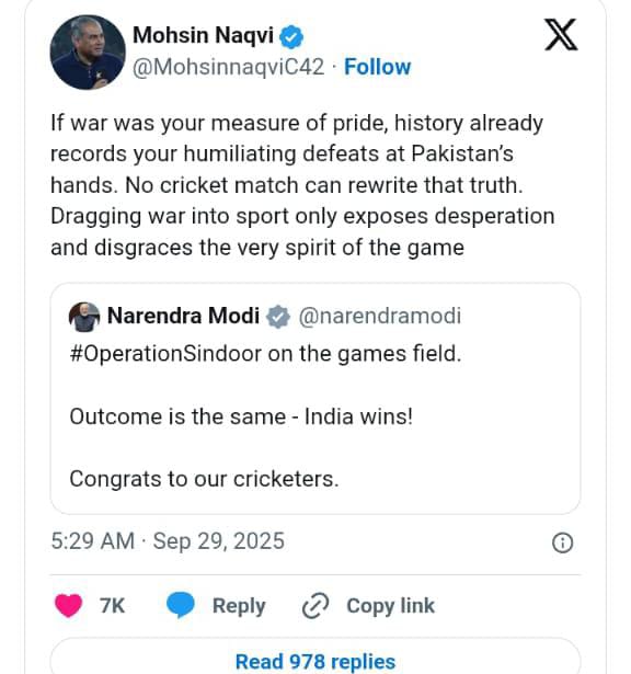 Firestorm —Modi vs. Naqvi Clash Rocks Asia Cup Final