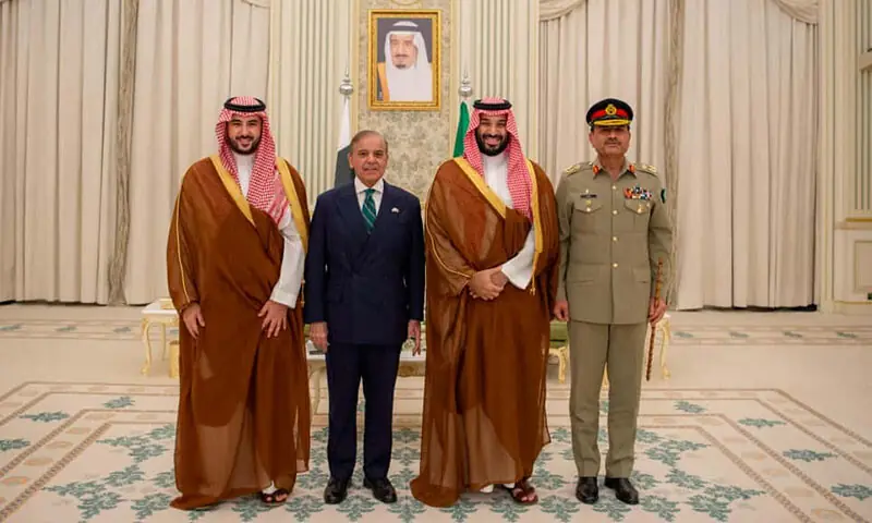 PM Shehbaz Gets Rare Purple Carpet Welcome in Saudi Arabia