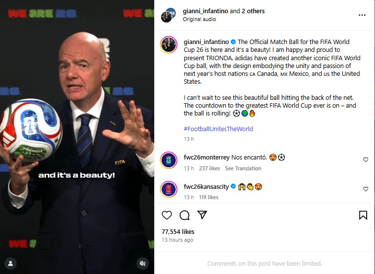 Meet TRIONDA, the Symbol of Unity-FIFA World Cup 26 Ball Unveiled