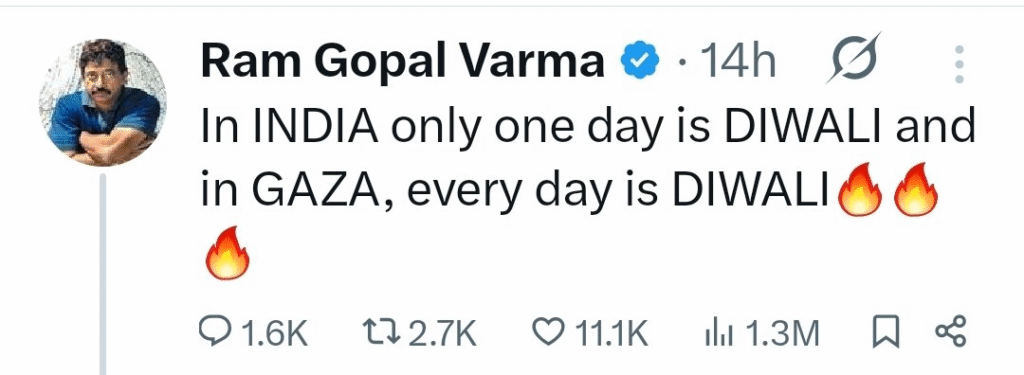 Ram Gopal Varma Sparks Outrage Over Gaza–Diwali Comparison